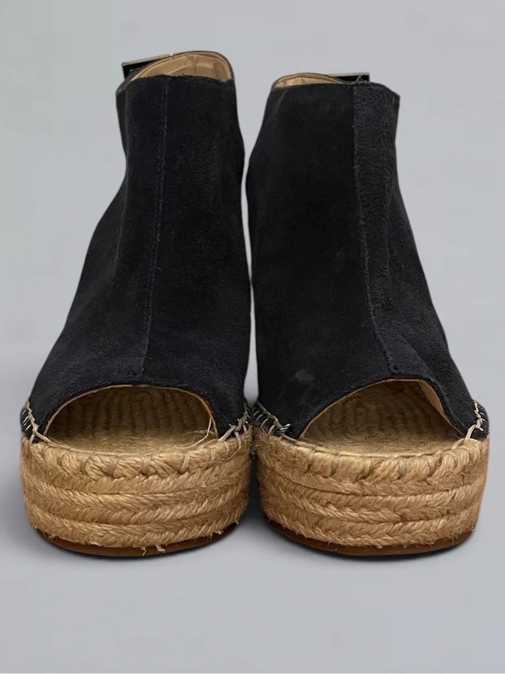 Kenneth Cole New York Olivia Navy Suede Espadrille Wedge Sandals 6.5